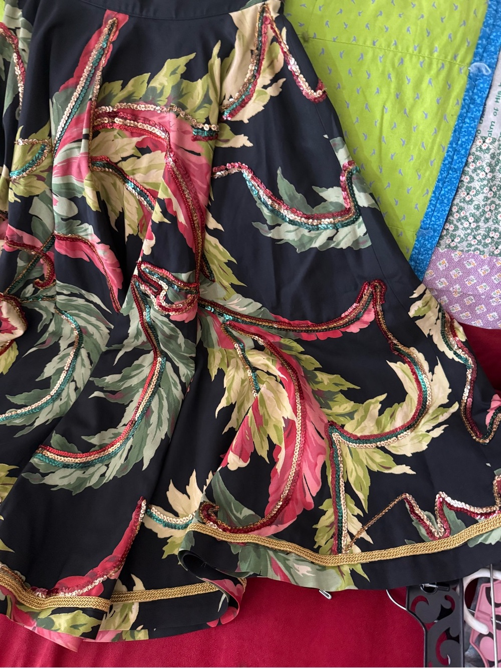 Vintage Tropical Floral Maxi Skirt